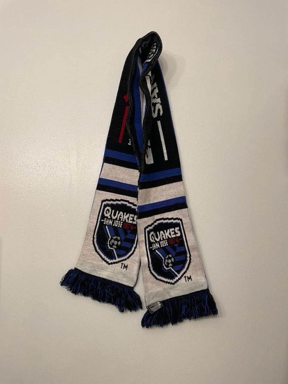 San Jose Earthquakes Supporter Scarf - Black/Blue/Cream with Red Accent